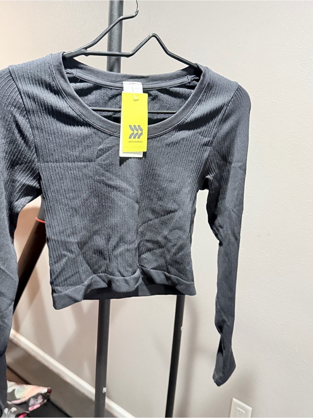 Target Ribbed Long-Sleeve Crop Top in Black